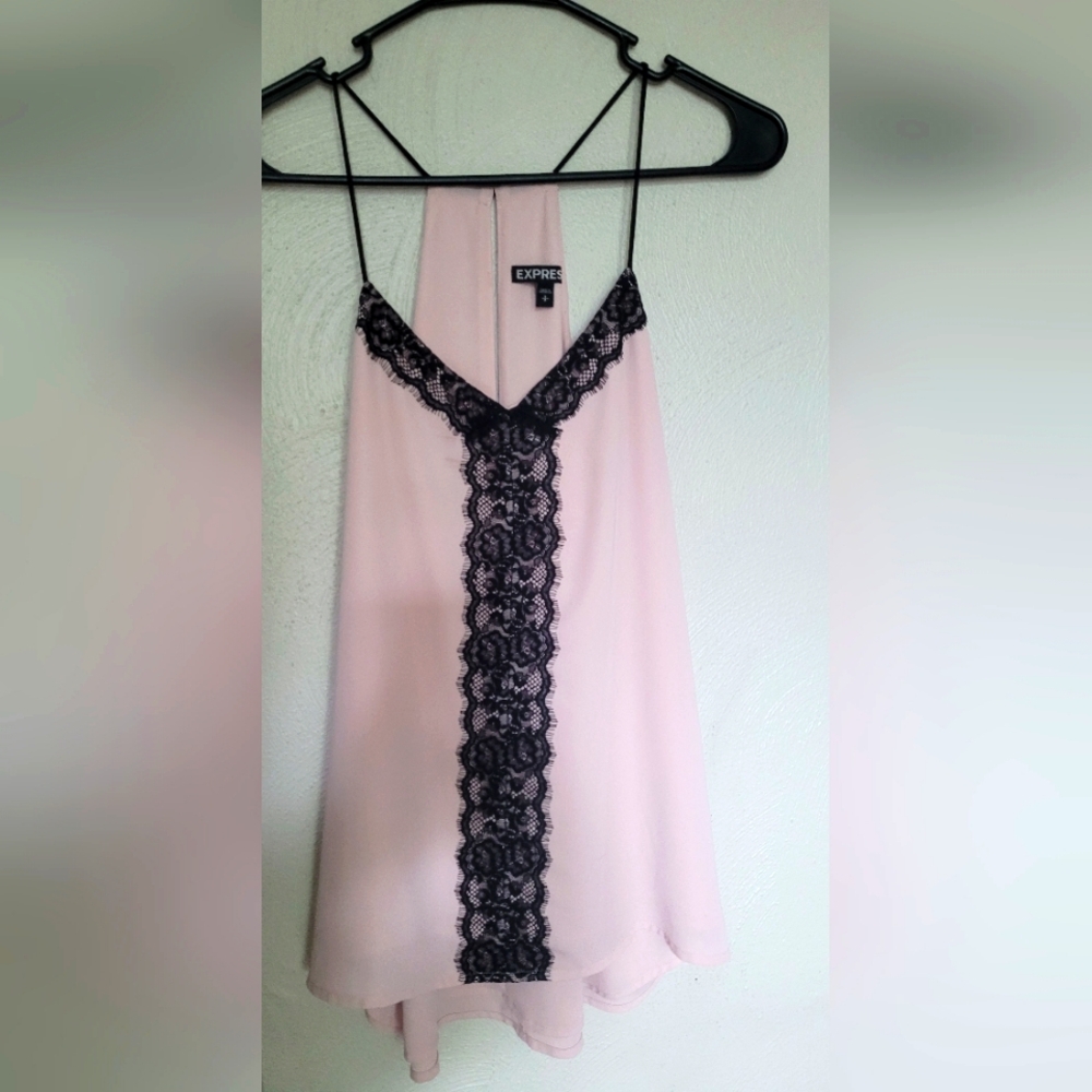 Express Blush Pink with Black Lace Detailing Cami - Small